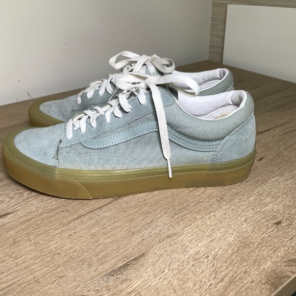 Men's Size 9.5 Pale Blue Suede Old Skool Vans - Picture 2 of 12